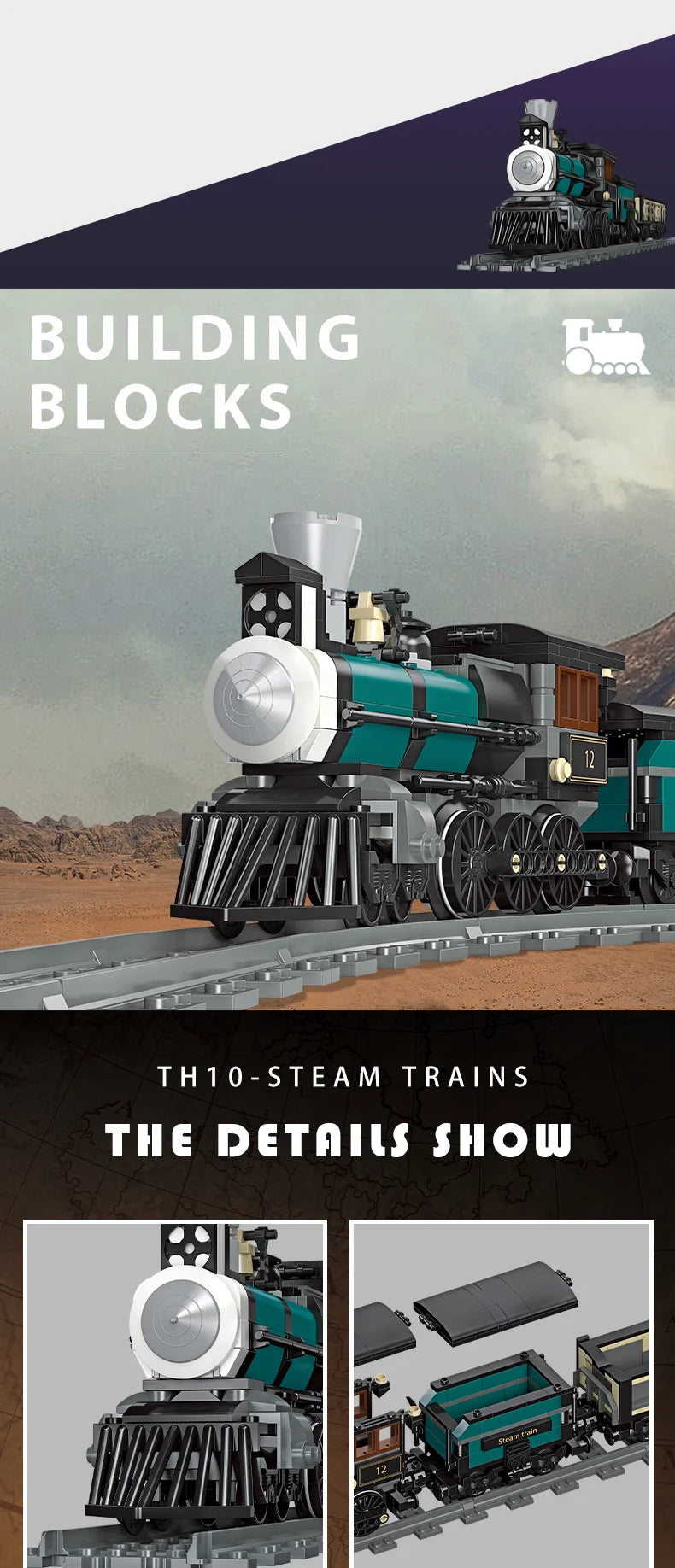 Classic Steam Train Building Block Set German BR01 Big Boy Steam Locomotive Bricks DIY CN5700 Rail Train Assemble Bricks Toys
