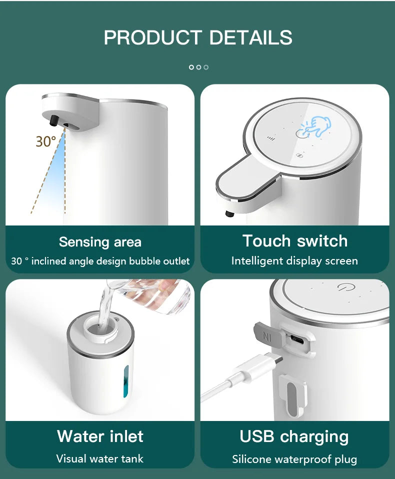 380ML Touchless Automatic Soap Dispenser – Foam & Gel, 4-Speed, IPX5 Waterproof