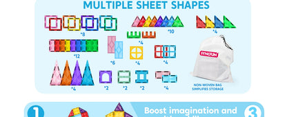 JOYFY 66PCS Magnetic Building Tiles Toys Durable and Creative STEM Building for Kids Aged 3-8 Educational Montessori Toys Gift