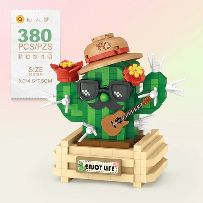 Mini Potted Succulent Flower Building Blocks DIY Cute Bouquet Model Ornaments Adult Children Assembly Toy Boys Girls Gift