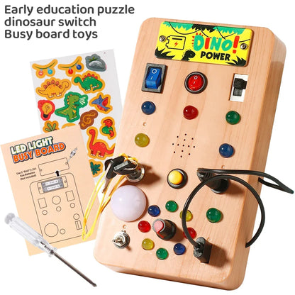 Montessori Busy Board Sensory Toy with LED Light Simulation Switch Control Board Jigsaw Early Education Learning Children's Game