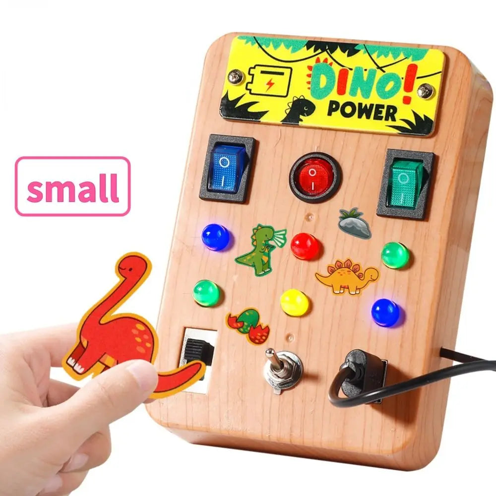 Montessori Toddler Busy Board Electronic LED Light Switch Kids' Activity Board Cartoon Sticker Safe Children's Busy Board Infant