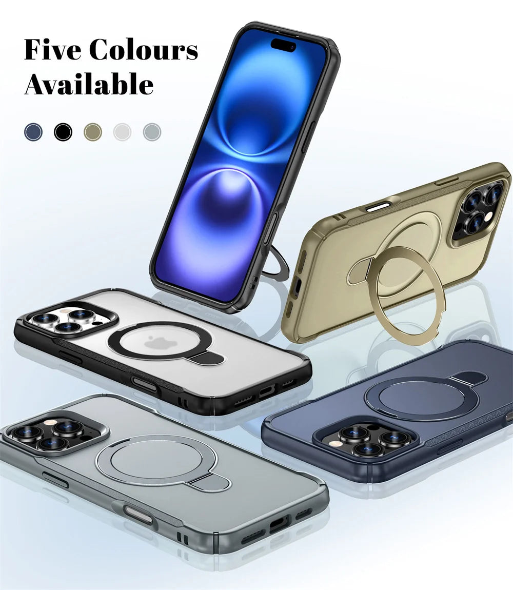 MagSafe Magnetic Fold Stand Phone Case – Shockproof Bumper Cover | iPhone 11 to 17 Pro Max