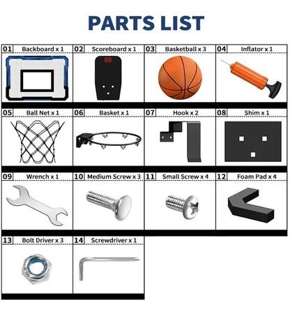 Kids Mini Basketball Hoop Set – Wall Mount with Scoreboard Option