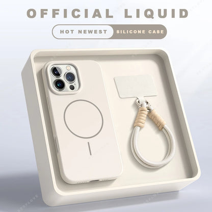 MagSafe Silicone iPhone Case with Lanyard – iPhone 11–16 Pro Max | Magnetic Wireless Charging