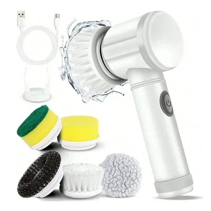 5-in-1 Electric Spin Scrubber with 5 Replaceable Brush Heads