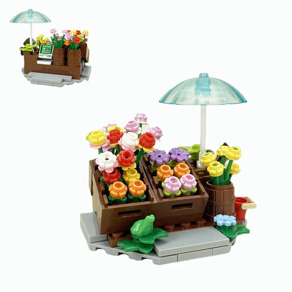 MOC City Series Scene Building Blocks Flower Shop Garden white poplar Men's restroom DIY Kids Toys Park Bench Street Lamp Toys