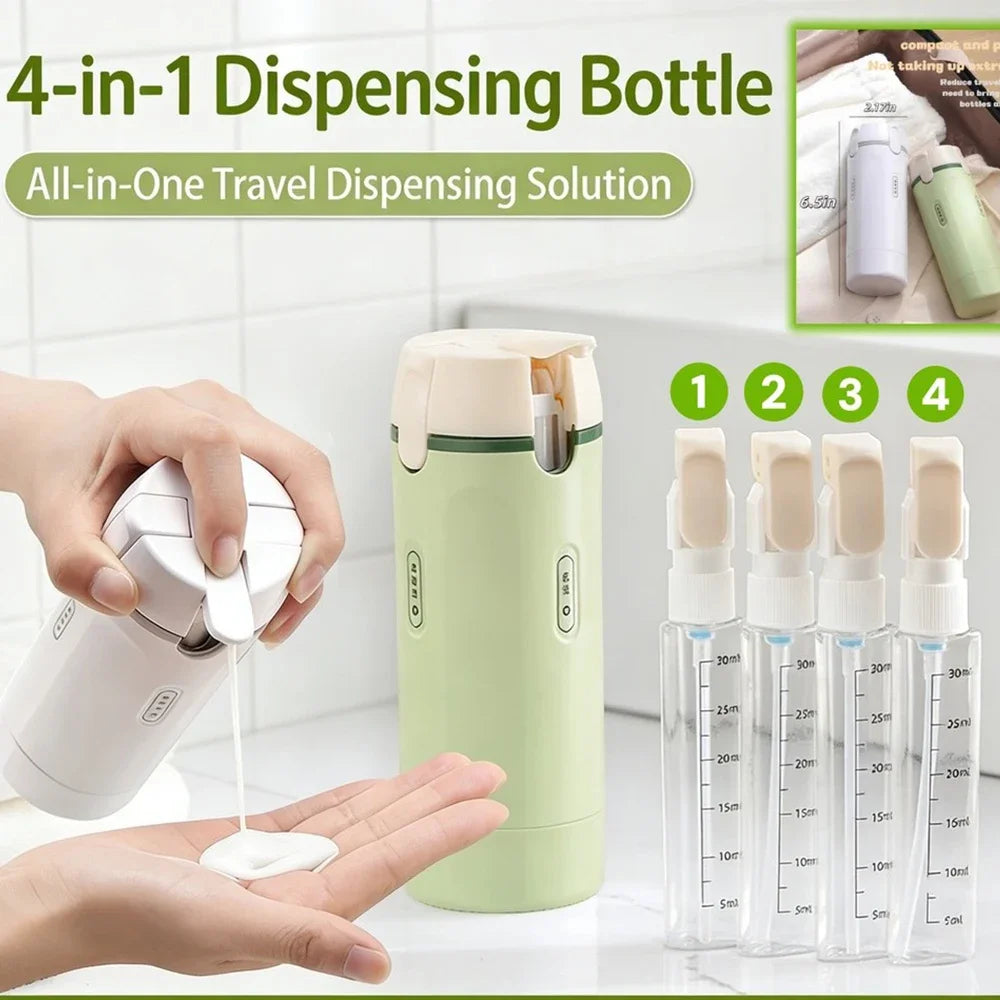 4-in-1 Travel Toiletry Bottles Set | Leak-Proof Refillable Containers