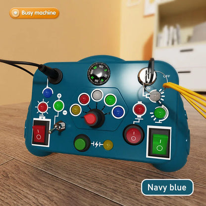 Montessori Busy Board Toy with Light Switch Control, Fine Motor Skill Educational STEM Game, Perfect Travel & Gift for Toddlers