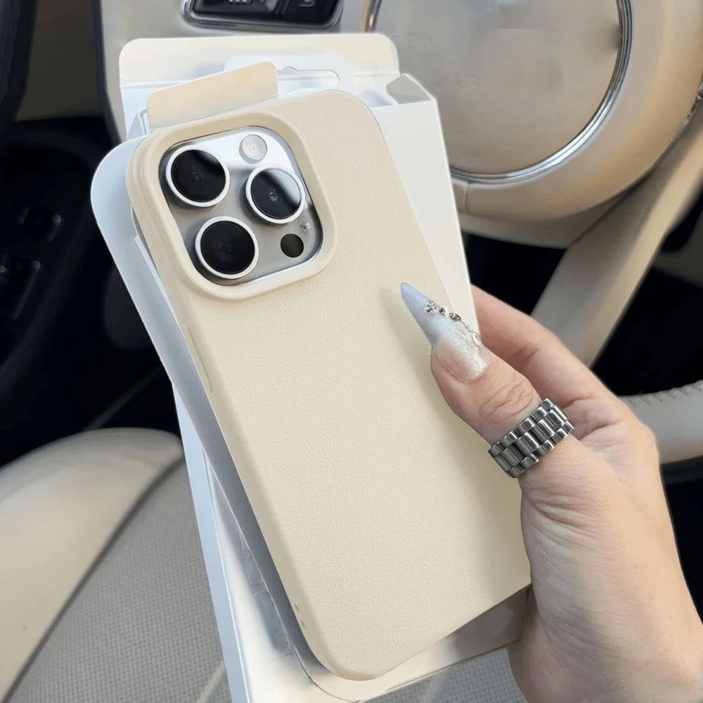 Leather-Style Soft TPU Phone Case – Shockproof & Anti-Scratch | iPhone 11 to 17 Pro Max, Air