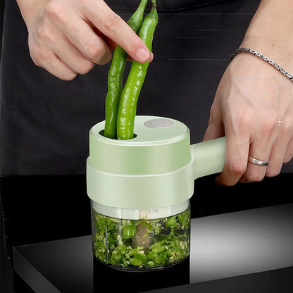 4-in-1 Electric Vegetable Cutter Set – Wireless Chopper, Grinder, Masher & Peeler