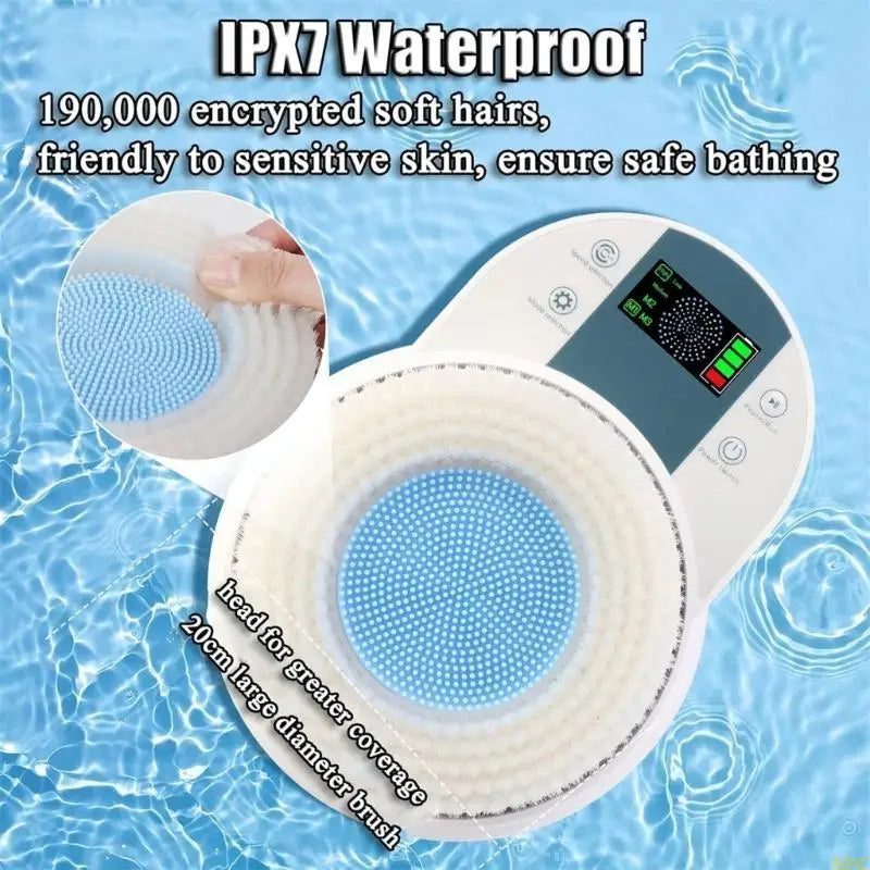 Electric Bath Brush with Adhesive Wall Mount – 130mm Head for Sensitive Skin