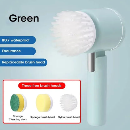 5-in-1 Electric Spin Scrubber with 5 Replaceable Brush Heads