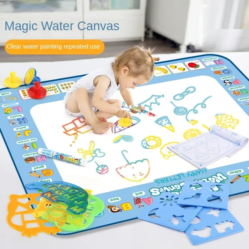 Large Magic Water Drawing Mat Reusable Doodle Coloring Board with Pens Montessori Educational Painting Toy for Kids Gift