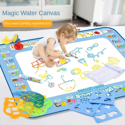Large Magic Water Drawing Mat Reusable Doodle Coloring Board with Pens Montessori Educational Painting Toy for Kids Gift