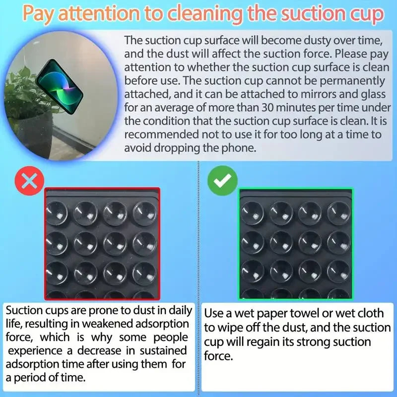 Silicone Suction Phone Holder Mat – Anti-Slip Wall Mount & Desk Stand | No-Drill Phone Grip