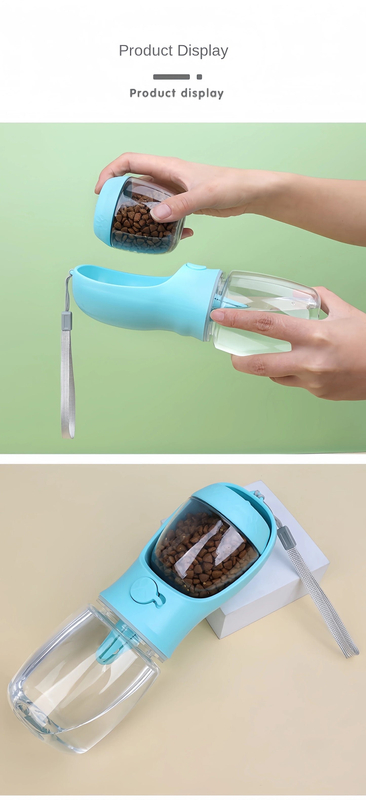 Portable Dog Water Bottle with Food & Water Storage – Travel Feeder Bowl for Pets