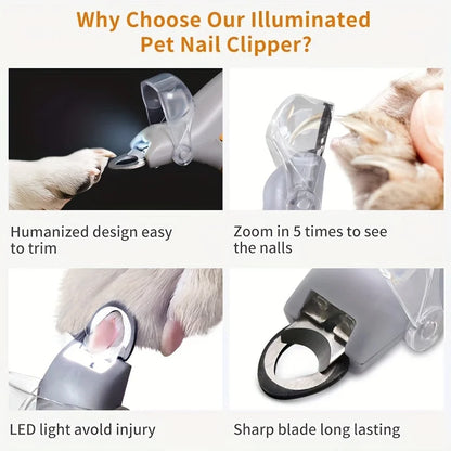 LED Pet Nail Clipper with Light – Safe Precision Trimmer for Dogs & Cats