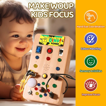 Montessori Busy Board Sensory Toy with LED Light Simulation Switch Control Board Jigsaw Early Education Learning Children's Game