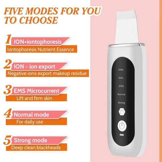 5-in-1 Ultrasonic Skin Scrubber & LED Facial Cleansing Device