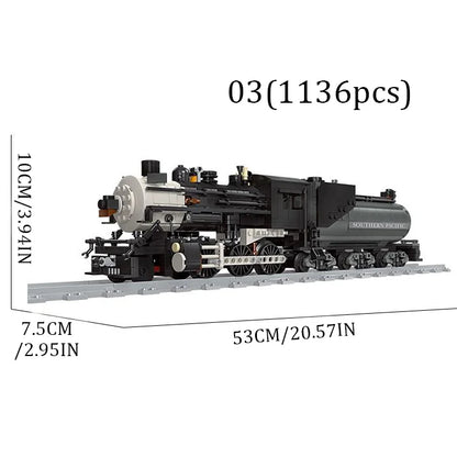 Classic Steam Train Building Block Set German BR01 Big Boy Steam Locomotive Bricks DIY CN5700 Rail Train Assemble Bricks Toys