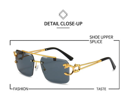 KAMMPT Vintage Rimless Sunglasses – UV400 Gradient Square Shades for Men & Women