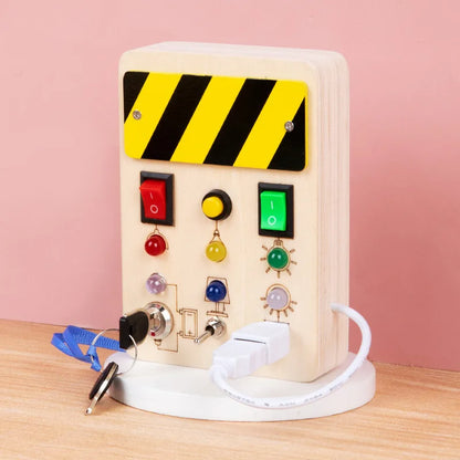 Baby Montessori Busy Board LED Light Switches Control Board Sensory Toys Wooden Busy Board Children Games Kids Puzzle Toys Gifts