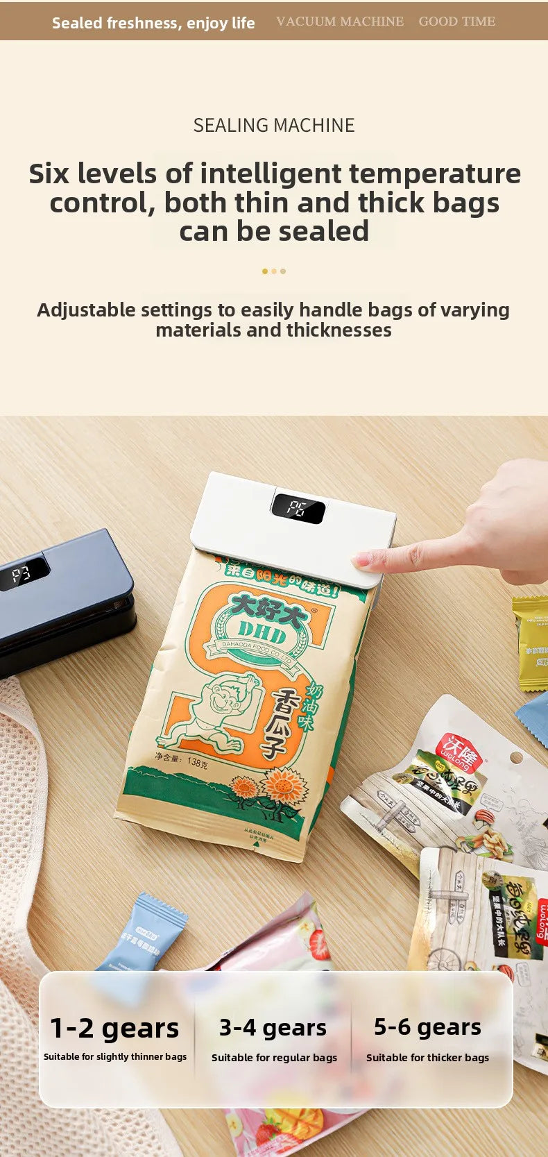 Rechargeable Mini Bag Sealer with Cutter & Magnet