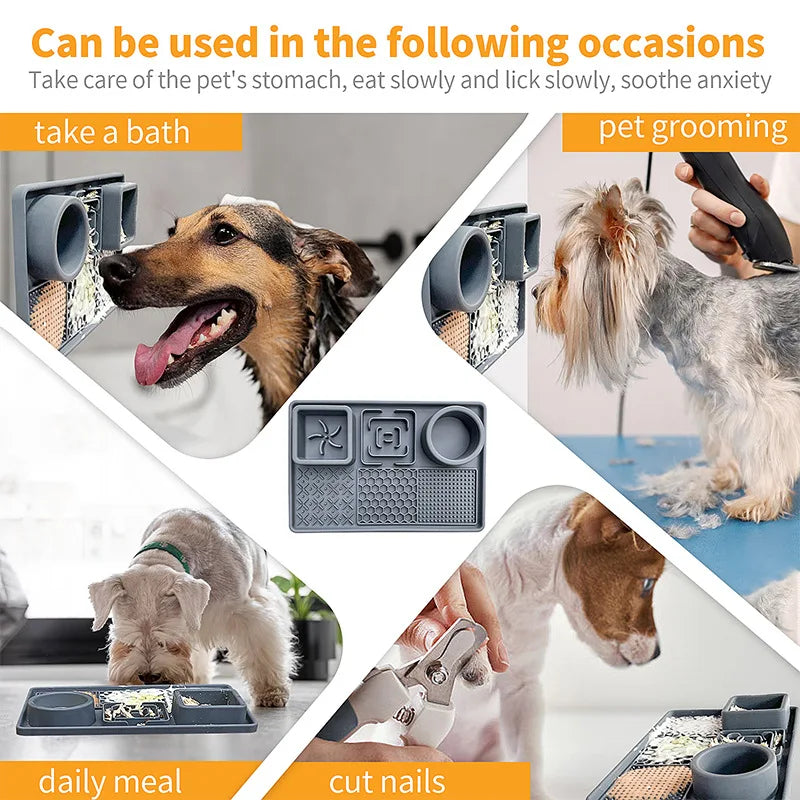Pet Slow Feeder Bowl with Lick Mat & Suction Cups | Anxiety Relief for Dogs & Cats