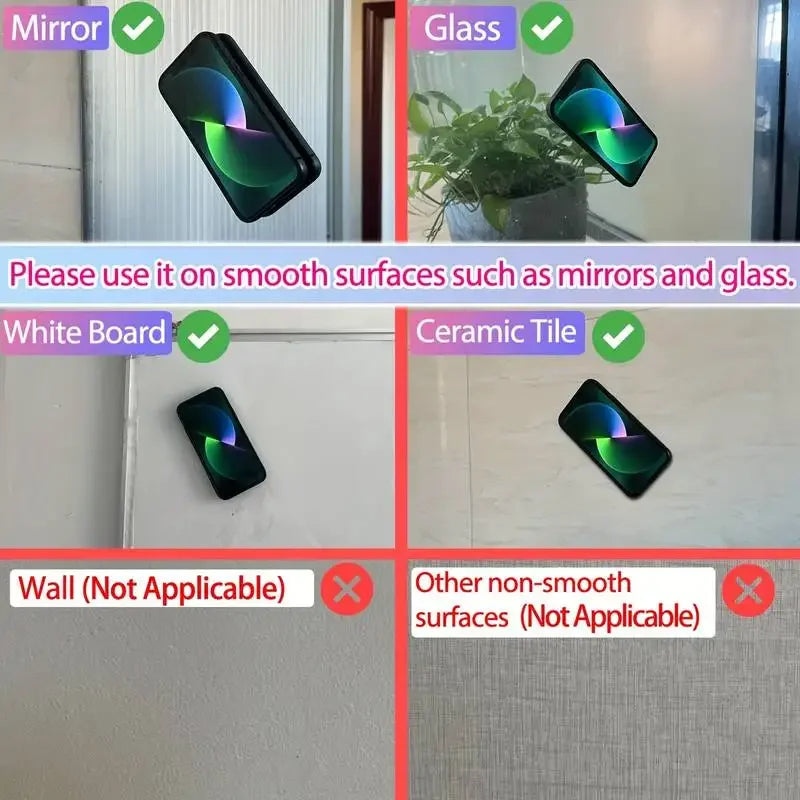 Silicone Suction Phone Holder Mat – Anti-Slip Wall Mount & Desk Stand | No-Drill Phone Grip