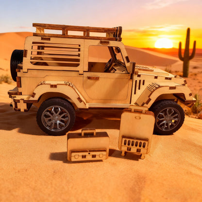 Wooden Plywood Off-Road Vehicle Model Kit 3D Puzzle Construction Fun Set Wooden Building Blocks DIY Puzzle Festive Gift