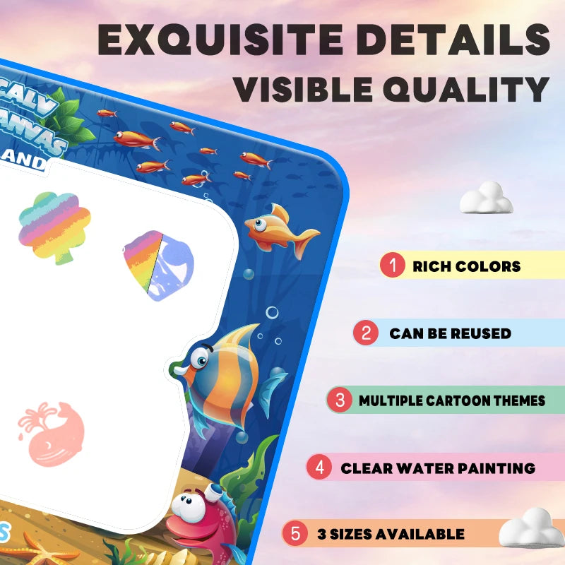 Water Doodle Mat Kids Painting Writing Color Doodle Drawing Mat Toy Bring Magic Pens Educational Toys for Girl Boy Toddler Gift