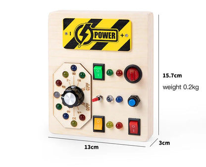 Baby Montessori Busy Board LED Light Switches Control Board Sensory Toys Wooden Busy Board Children Games Kids Puzzle Toys Gifts
