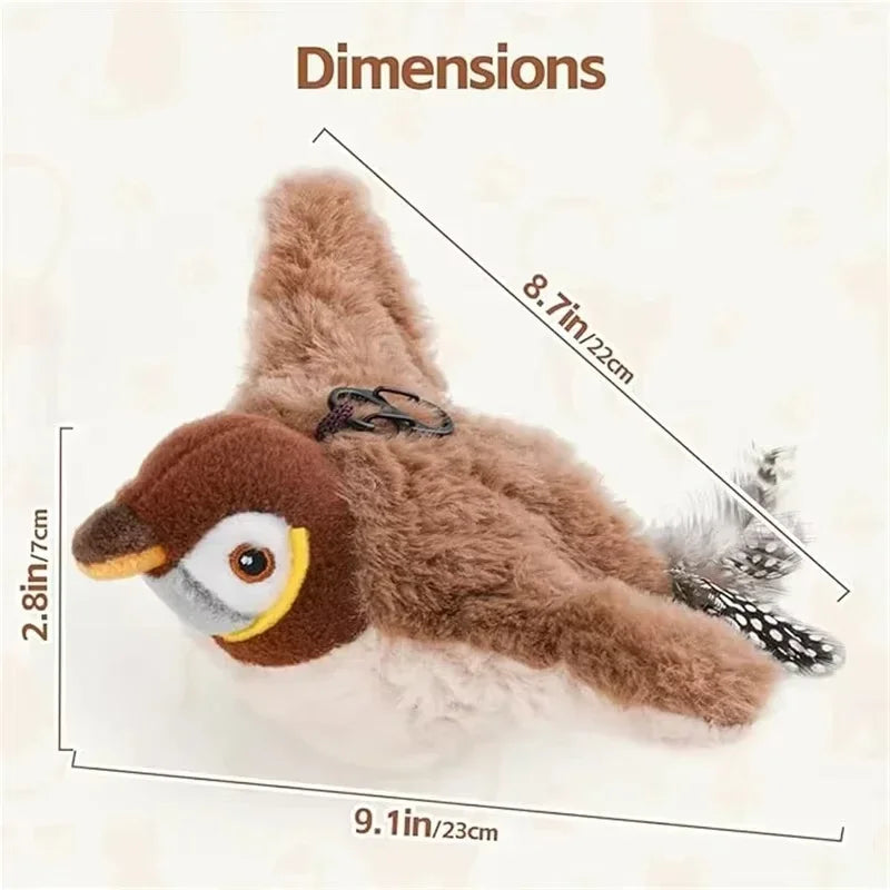 Touch Activated Toy Pet Hot Simulated Vocalize Plush Bird Cat Toy Interactive Dog Rechargeable Chirping Flapping Bird(no Flying)