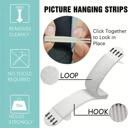 Heavy Duty Picture Hanging Strips | No Drill | Damage-Free | Waterproof Adhesive Hooks