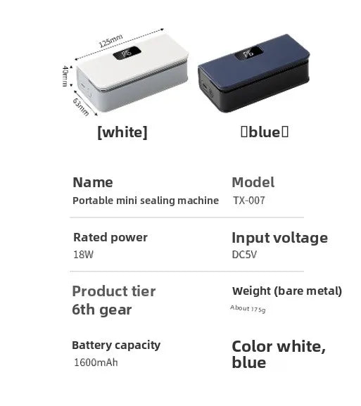 Rechargeable Mini Bag Sealer with Cutter & Magnet