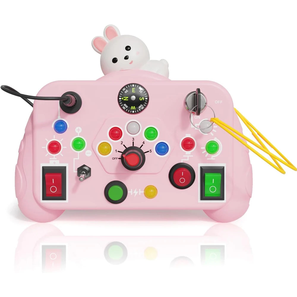 Busy Board Led Lights Switch Sensory Montessori Toys Portable Electric Puzzle Early Educational Puzzle Toy for Toddler Kids Gift