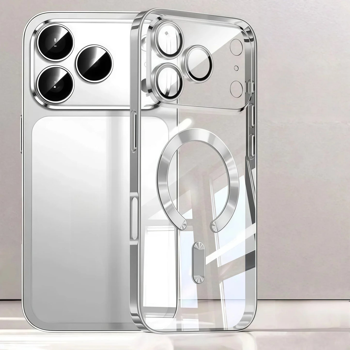 Clear Luxury Plating Magnetic Phone Case – Camera Protection | Soft TPU | iPhone 17 Pro Max, 17 Pro, 17, Air