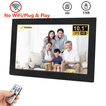 10 Inch Digital Photo Frame | 1280x800 HD IPS | 1080P Video | Music | Calendar | Remote Control
