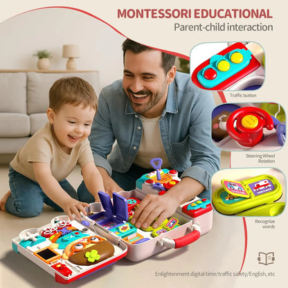 Montessori Busy Board with Switches Sensory Toys for Toddlers to Learn Life Skills