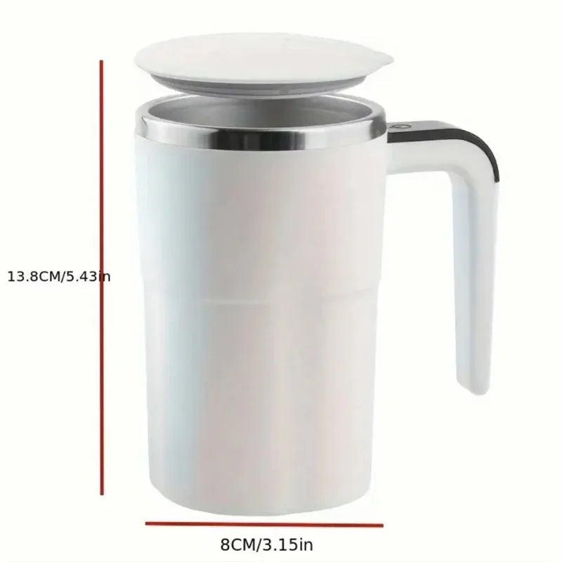 380ML Electric Self Stirring Mug Rechargeable Stainless Steel Automatic Mixing Cup with Magnetic Spinner for Coffee Milk Tea