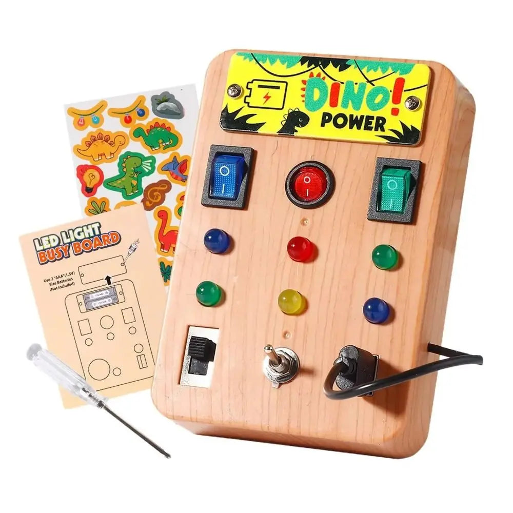 Montessori Toddler Busy Board Electronic LED Light Switch Kids' Activity Board Cartoon Sticker Safe Children's Busy Board Infant