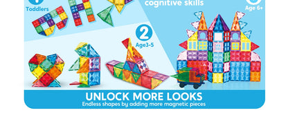 JOYFY 66PCS Magnetic Building Tiles Toys Durable and Creative STEM Building for Kids Aged 3-8 Educational Montessori Toys Gift