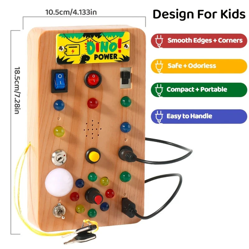 Montessori Busy Board Sensory Toy with LED Light Simulation Switch Control Board Jigsaw Early Education Learning Children's Game
