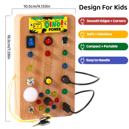 Montessori Busy Board Sensory Toy with LED Light Simulation Switch Control Board Jigsaw Early Education Learning Children's Game