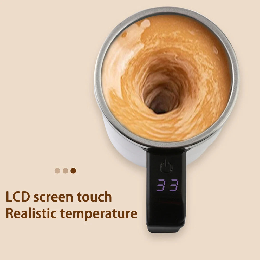 380ML Electric Self Stirring Mug Rechargeable Stainless Steel Automatic Mixing Cup with Magnetic Spinner for Coffee Milk Tea