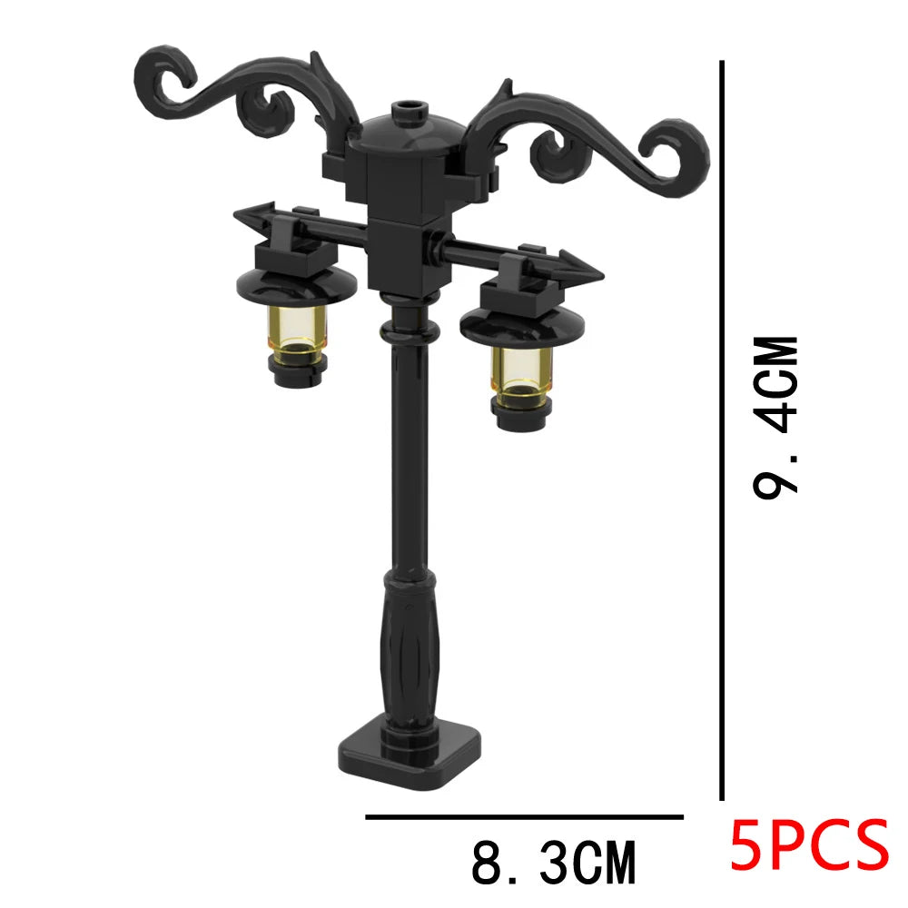 MOC City Series Scene Building Blocks Flower Shop Garden white poplar Men's restroom DIY Kids Toys Park Bench Street Lamp Toys