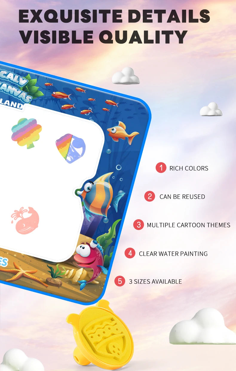 Water Doodle Mat Kids Painting Writing Color Doodle Drawing Mat Toy Bring Magic Pens Educational Toys for Girl Boy Toddler Gift