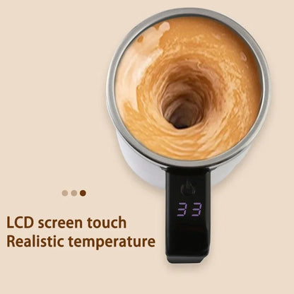 380ML Electric Self Stirring Mug Rechargeable Stainless Steel Automatic Mixing Cup with Magnetic Spinner for Coffee Milk Tea