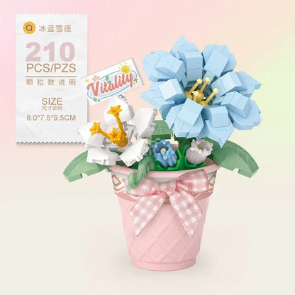 Mini Potted Succulent Flower Building Blocks DIY Cute Bouquet Model Ornaments Adult Children Assembly Toy Boys Girls Gift